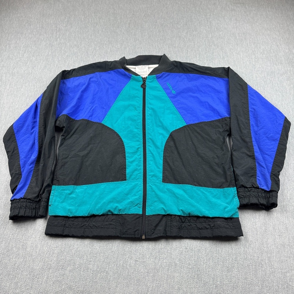 Vintage Adidas Jacket Mens Large Colorblock Full Zip Windbreaker‎ Training 90s